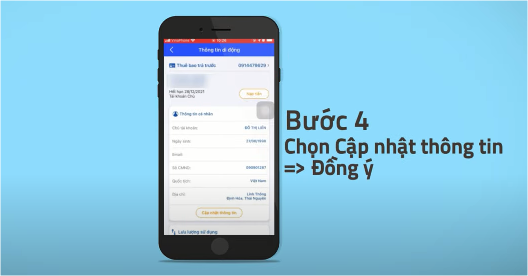 Hướng dẫn cập nhật thông tin thuê bao VinaPhone trên app My VNPT cap nhat thong tin thue bao vinaphone tren app 3